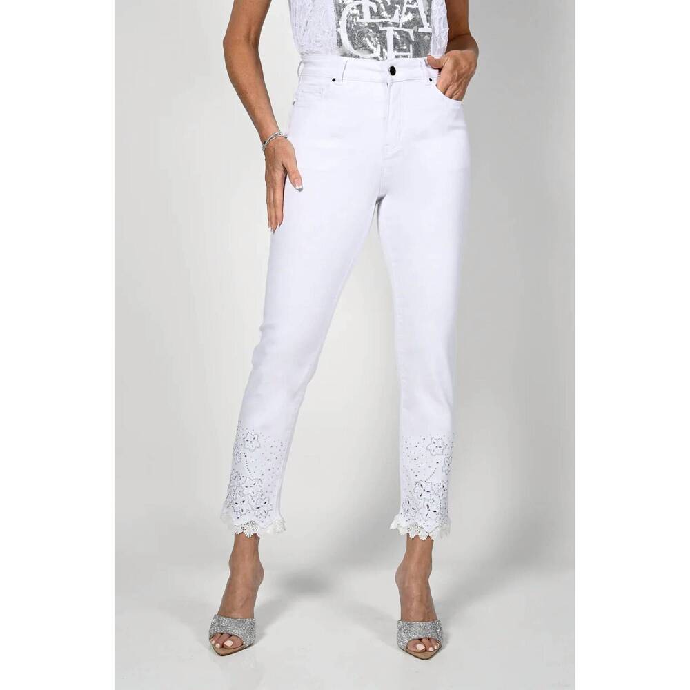 NEW FRANK LYMAN embroidery jeans in white
